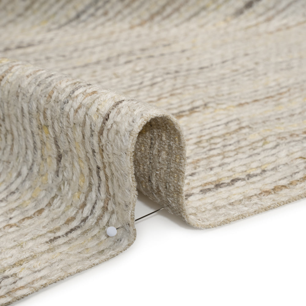 Recycled Olefin and Acrylic Upholstery Boucle and Chenille Tweed - Mist Stripes - Virginia Collection Detail