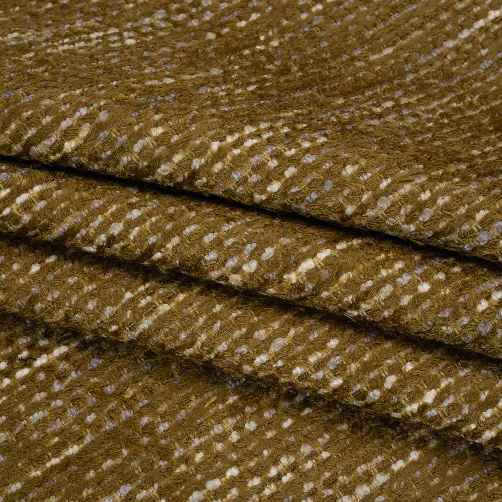 Recycled Olefin and Acrylic Upholstery Boucle and Chenille Tweed - Moss Stripes - Virginia Collection Folded
