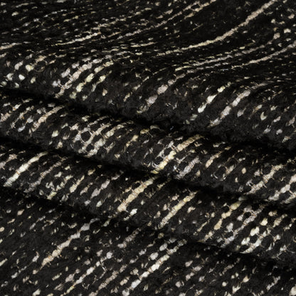 Recycled Olefin and Acrylic Upholstery Boucle and Chenille Tweed - Onyx Stripes - Virginia Collection Folded