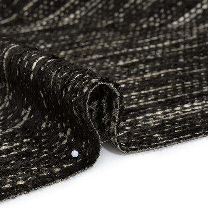 Recycled Olefin and Acrylic Upholstery Boucle and Chenille Tweed - Onyx Stripes - Virginia Collection Detail