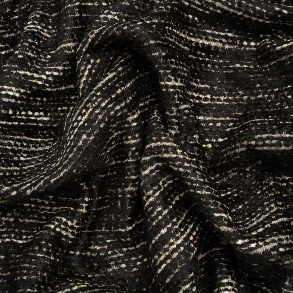 Recycled Olefin and Acrylic Upholstery Boucle and Chenille Tweed - Onyx Stripes - Virginia Collection