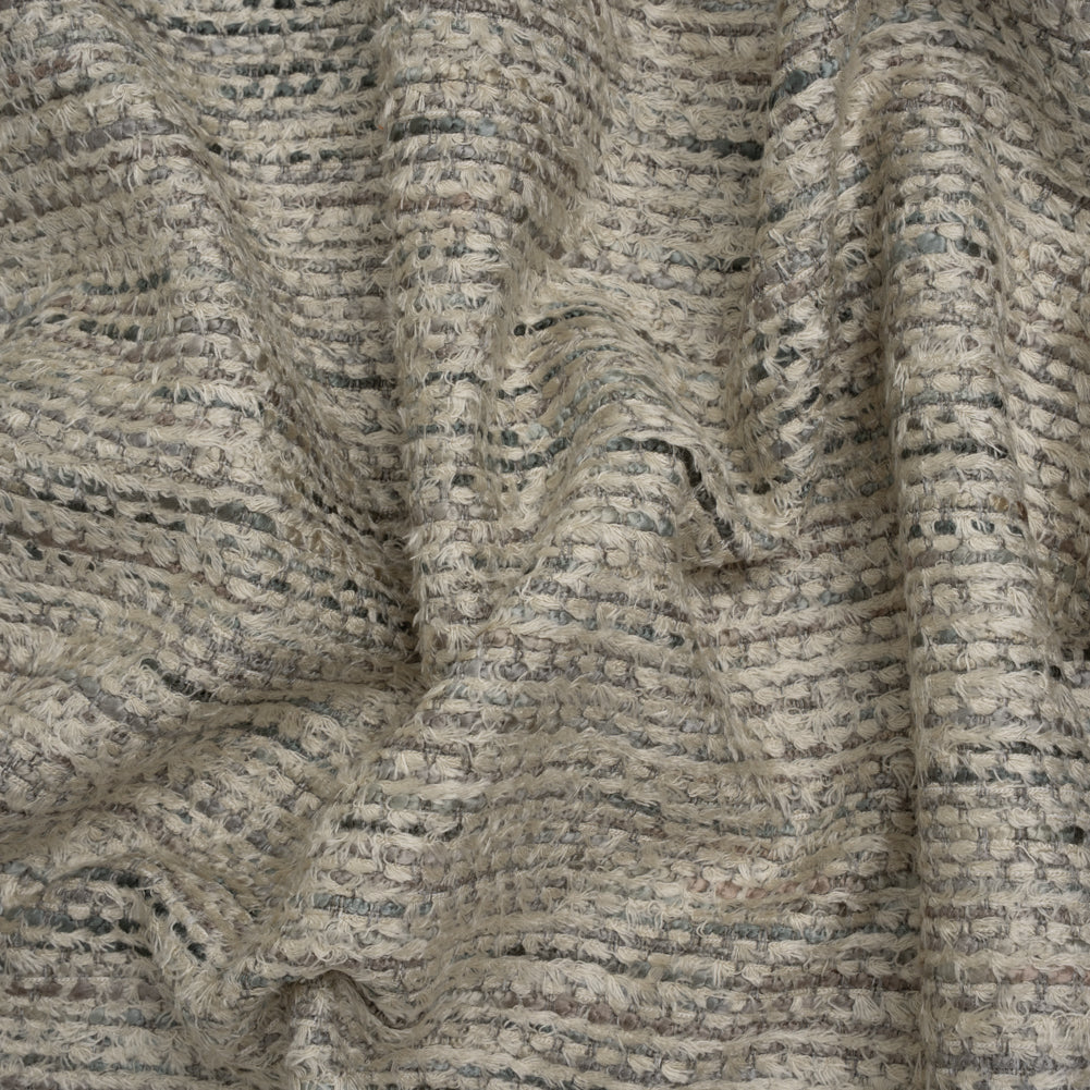 Recycled Olefin and Acrylic Upholstery Boucle and Chenille Tweed - Platinum Stripes - Virginia Collection