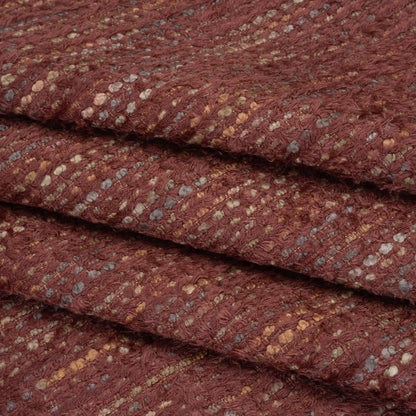Recycled Olefin and Acrylic Upholstery Boucle and Chenille Tweed - Sangria Stripes - Virginia Collection Folded