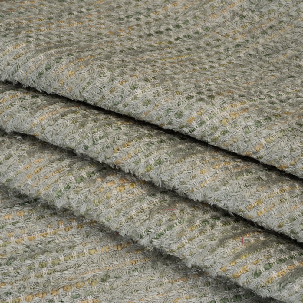 Recycled Olefin and Acrylic Upholstery Boucle and Chenille Tweed - Seaglass Stripes - Virginia Collection Folded