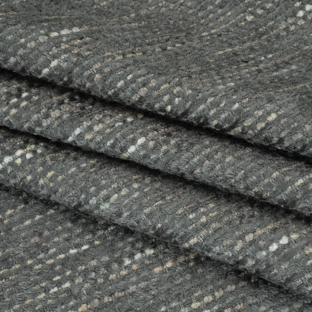 Recycled Olefin and Acrylic Upholstery Boucle and Chenille Tweed - Storm Stripes - Virginia Collection Folded