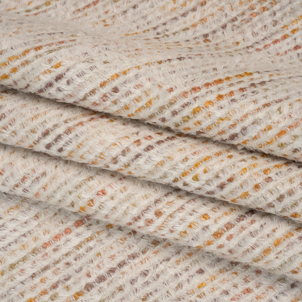Recycled Olefin and Acrylic Upholstery Boucle and Chenille Tweed - Turmeric Root Stripes - Virginia Collection Folded