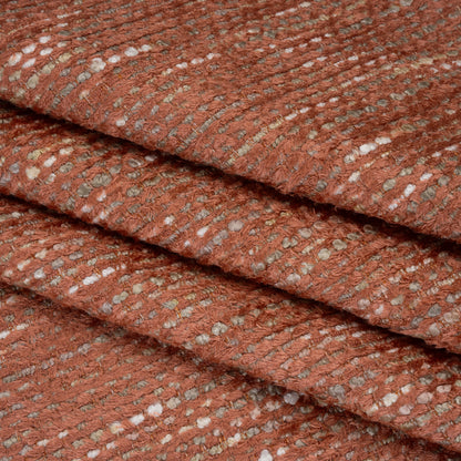 Recycled Olefin and Acrylic Upholstery Boucle and Chenille Tweed - Winter Coral Stripes - Virginia Collection Folded