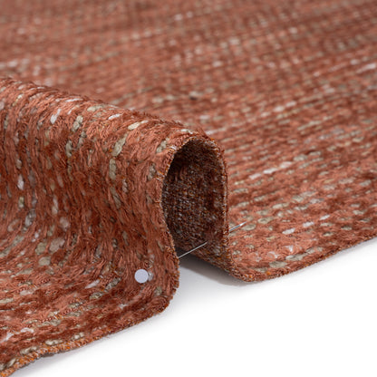 Recycled Olefin and Acrylic Upholstery Boucle and Chenille Tweed - Winter Coral Stripes - Virginia Collection Detail