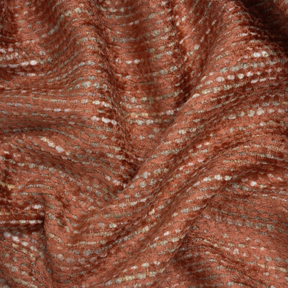 Recycled Olefin and Acrylic Upholstery Boucle and Chenille Tweed - Winter Coral Stripes - Virginia Collection