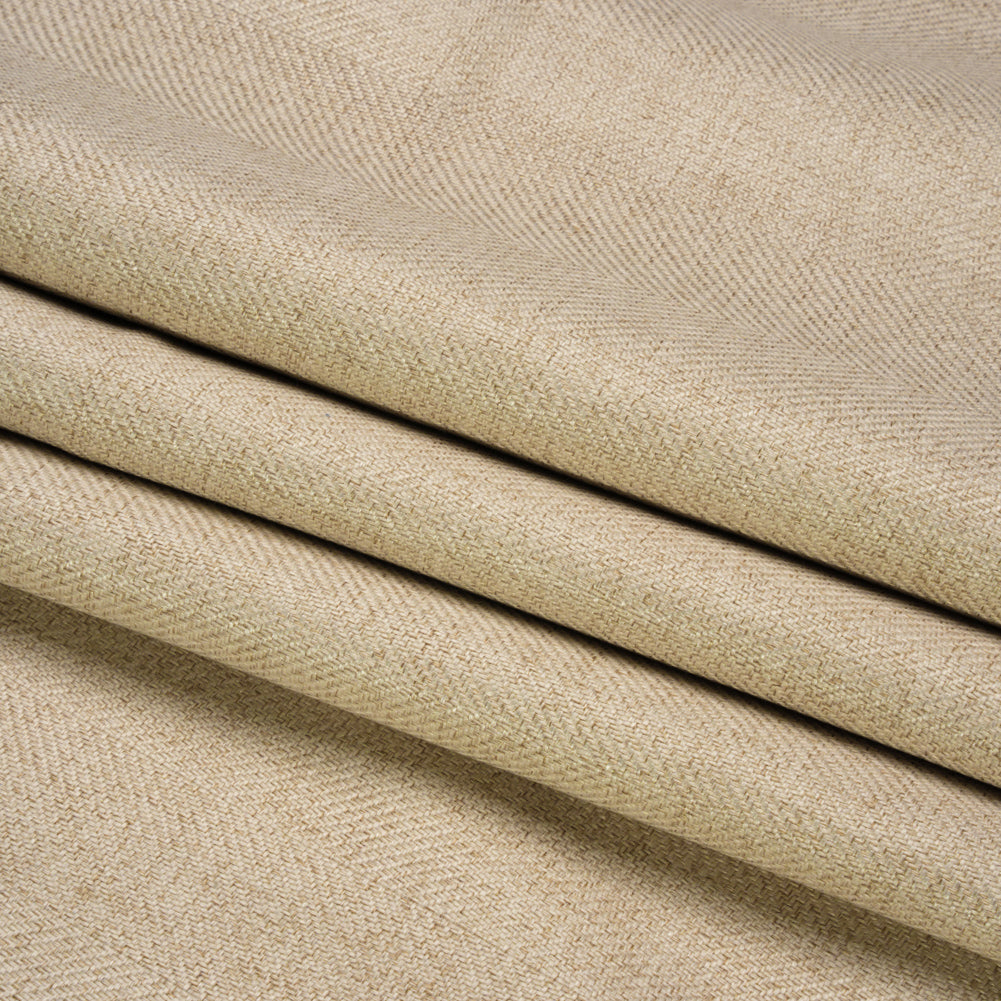 Blackout Polyester Drapery Twill - Heathered Nougat Herringbone Stripes - Tillery Collection Folded