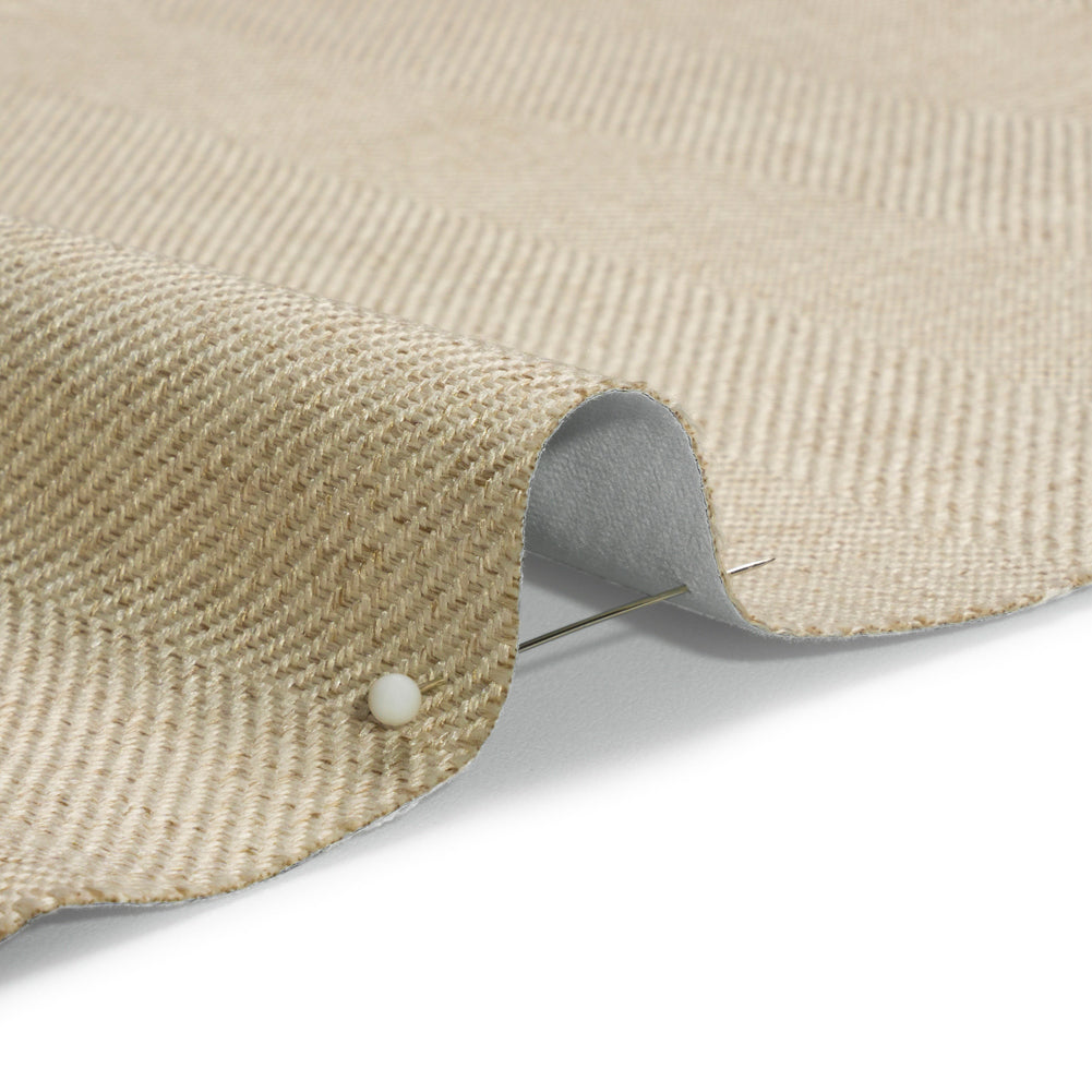 Blackout Polyester Drapery Twill - Heathered Nougat Herringbone Stripes - Tillery Collection Detail