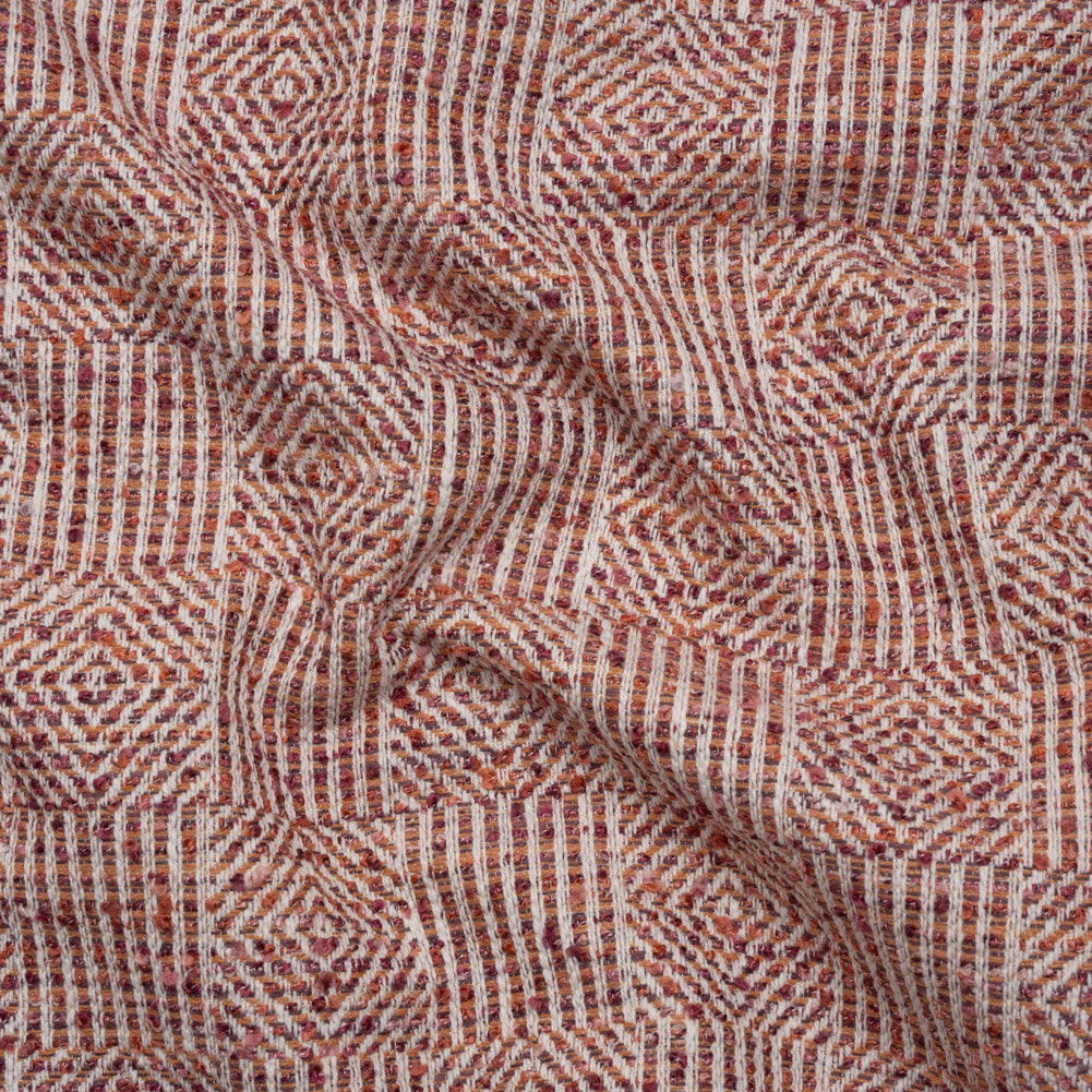 Tweedy Boucle Upholstery Jacquard - Rose Diamond and Stripe Checks - Damietta Collection