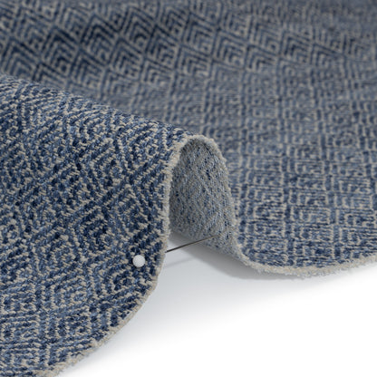 Tweedy Boucle Upholstery Jacquard - Marine Diamonds - Karvia Collection