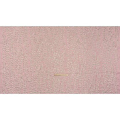 Embroidered Linen Blend Woven - Blush Leafy Plants - Attica Collection