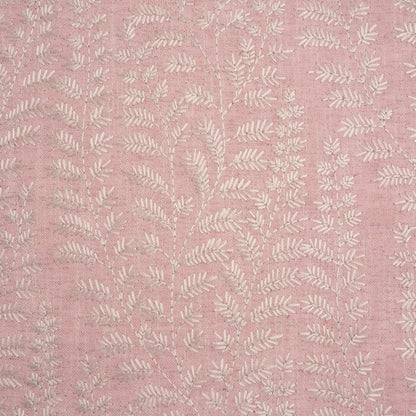 Embroidered Linen Blend Woven - Blush Leafy Plants - Attica Collection