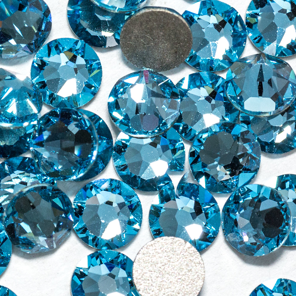 Aquamarine Flatback Swarovski Rhinestones Folded