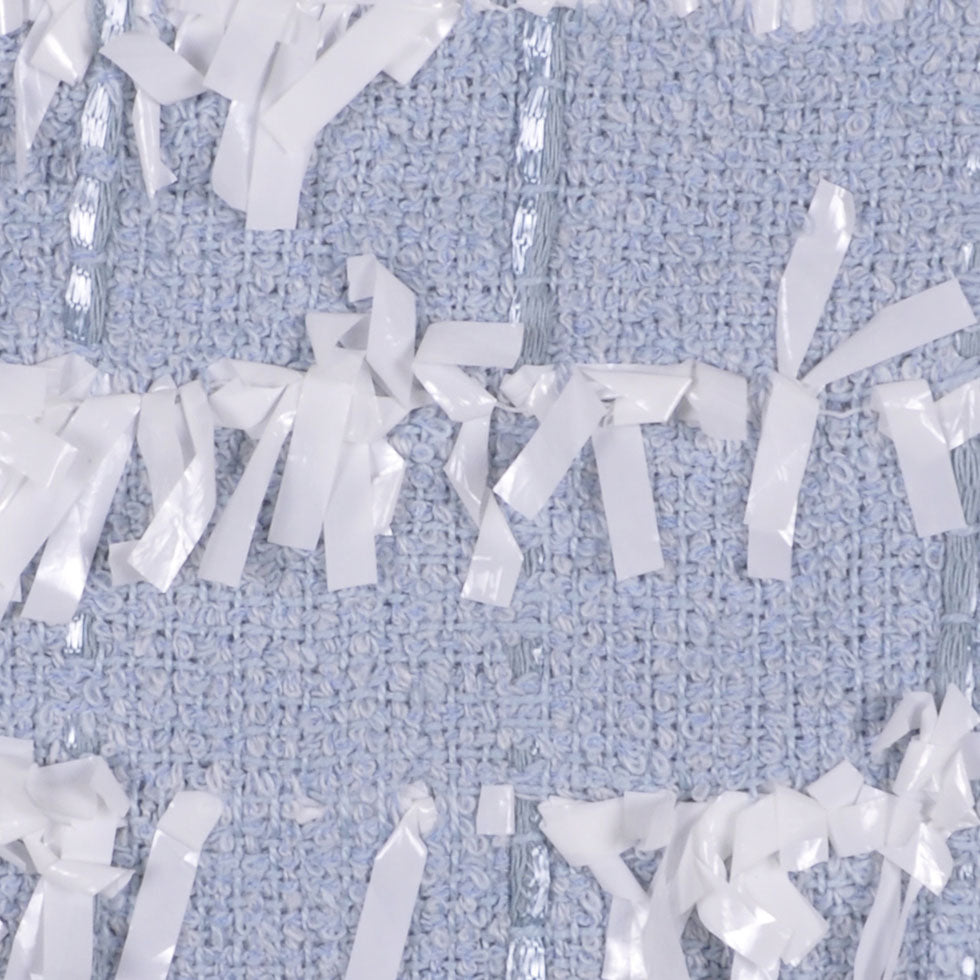 English Powder Blue Eyelash Fringe Tweed Detail