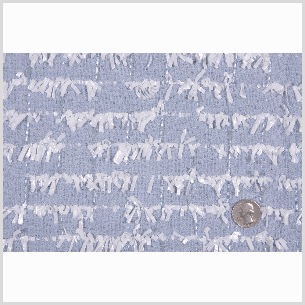 English Powder Blue Eyelash Fringe Tweed Full