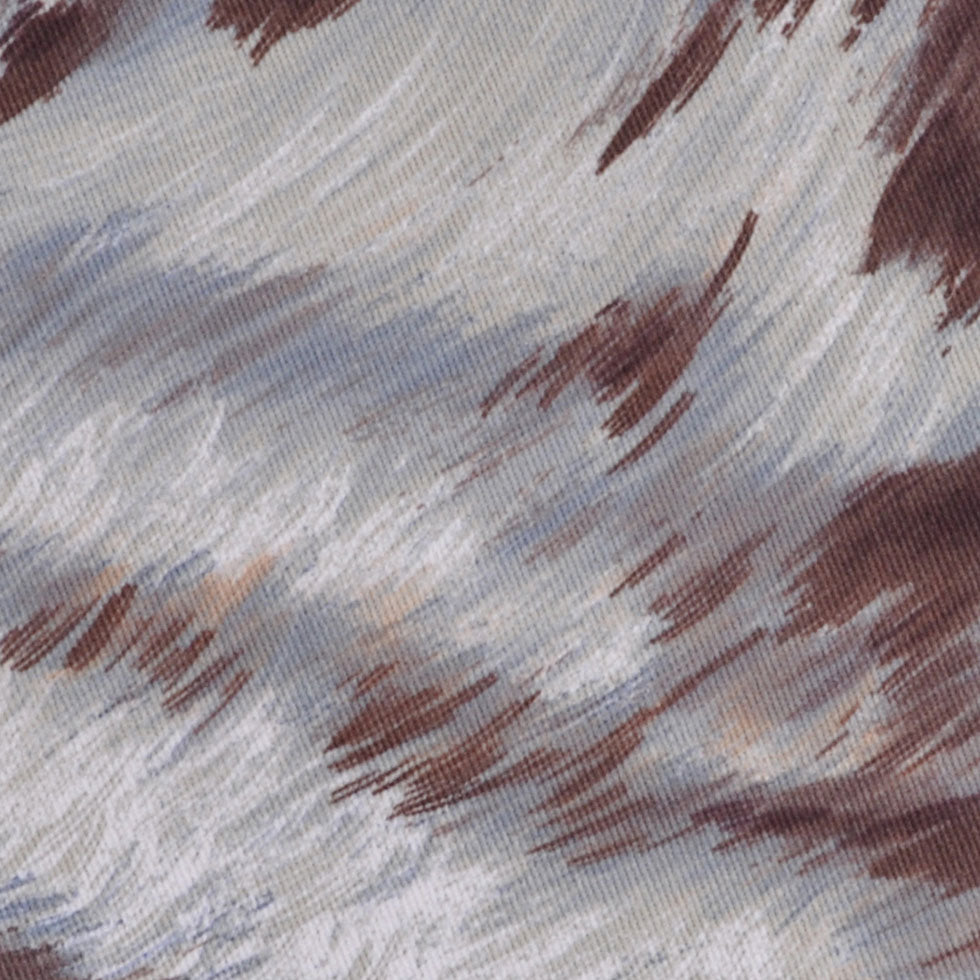 Chocolate/Steel Blue Animal Fur Print Cotton-Lycra Twill Detail