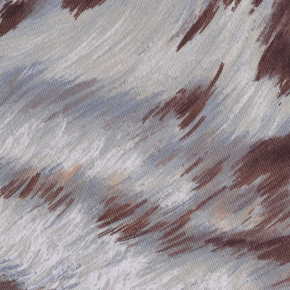 Chocolate/Steel Blue Animal Fur Print Cotton-Lycra Twill Detail