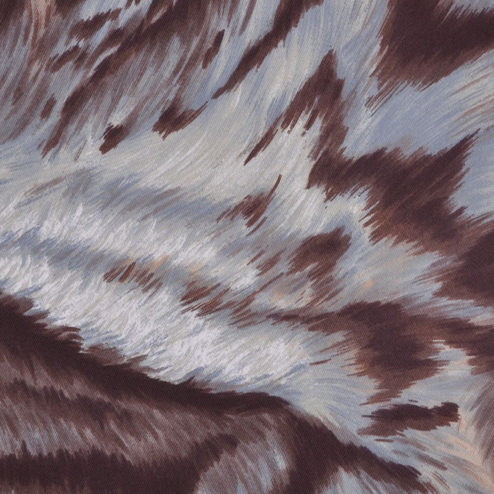 Chocolate/Steel Blue Animal Fur Print Cotton-Lycra Twill