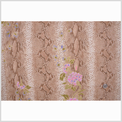 Beige/Kiwi/Orchid/Gold Reptile-Floral Cotton-Lycra Twill Full