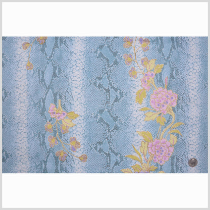 Soft Blue/Orchid/Kiwi/Gold/Whi Reptile-Floral Cotton-Lycra Twill Full