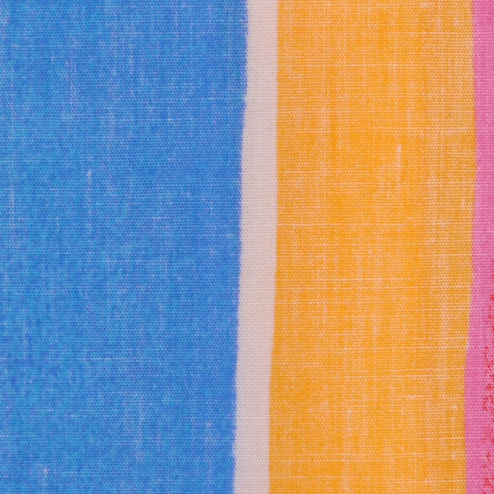 Sky Blue/Sunshine/White/Pink Multicolor Bold Stripes Cotton Woven Detail