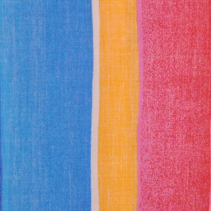 Sky Blue/Sunshine/White/Pink Multicolor Bold Stripes Cotton Woven