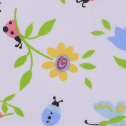 Ladybugs and Flowers Cotton Print Detail