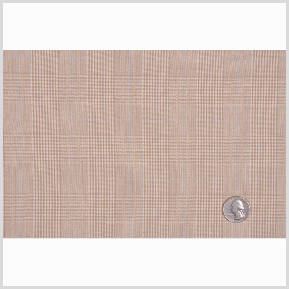 Italian Beige Plaid Bottom-Weight Cotton Full