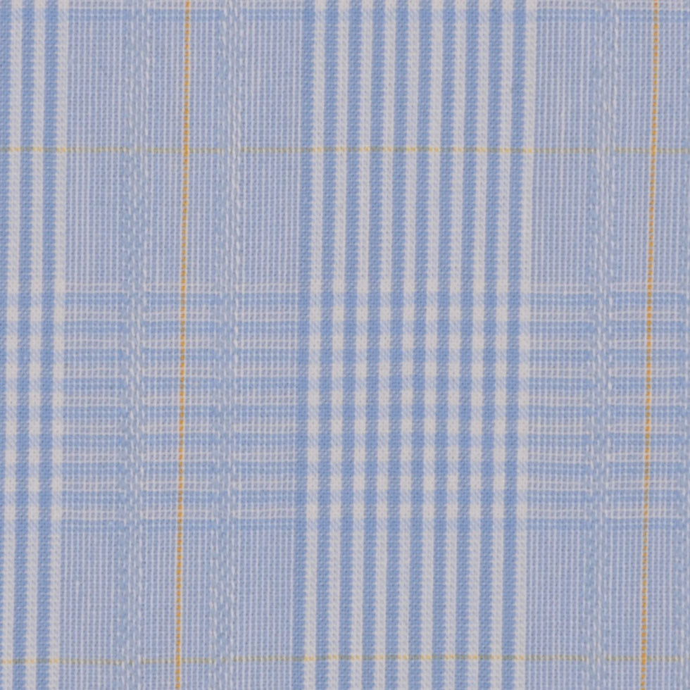 Italian Light Blue Plaid Botton-Weight Cotton Detail