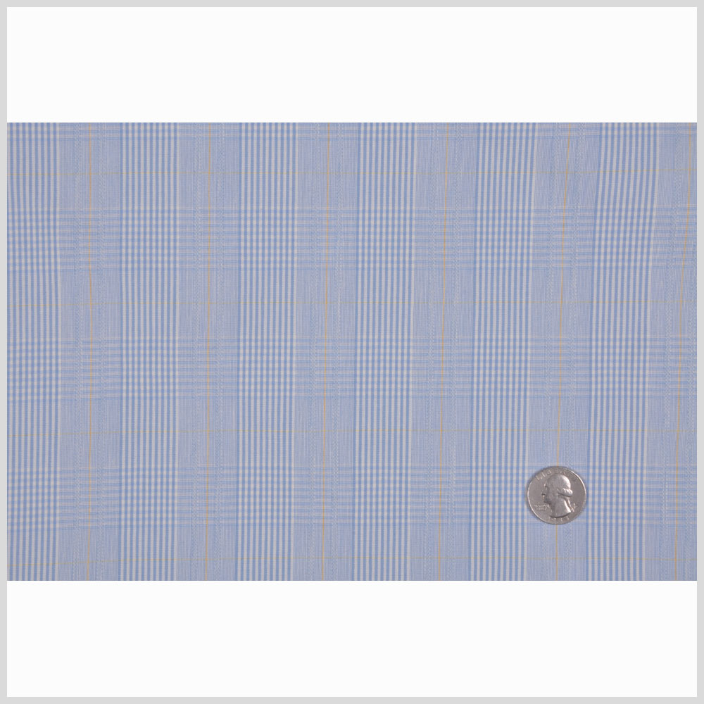 Italian Light Blue Plaid Botton-Weight Cotton Full