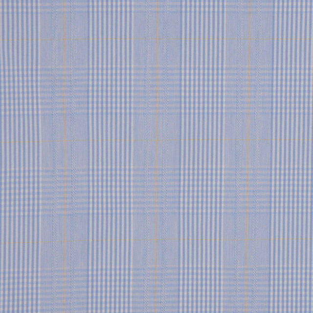 Italian Light Blue Plaid Botton-Weight Cotton