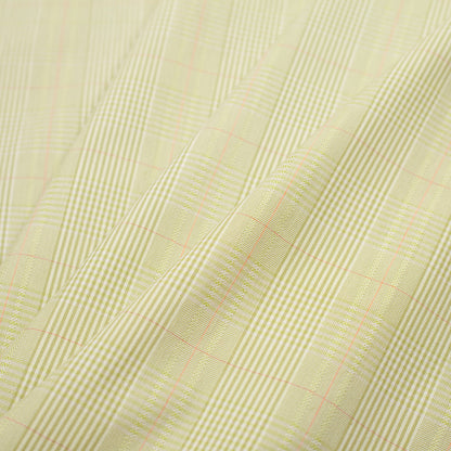 Kiwi Green and Off-White Plaid Cotton Blend Suiting Folded