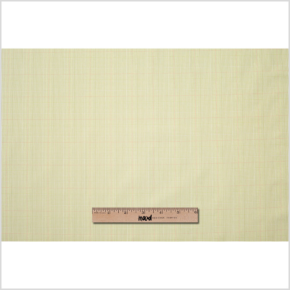Kiwi Green and Off-White Plaid Cotton Blend Suiting Full