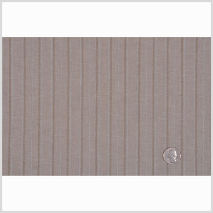 Italian Taupe and Pale Blue Striped Cotton Shirting Full