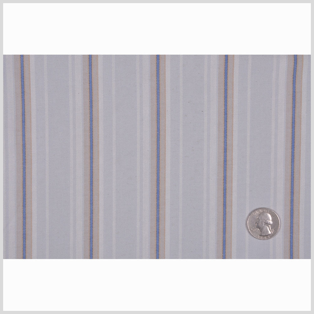Italian Pale Gray Striped Cotton Suiting Full