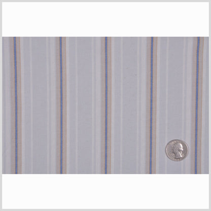 Italian Pale Gray Striped Cotton Suiting Full