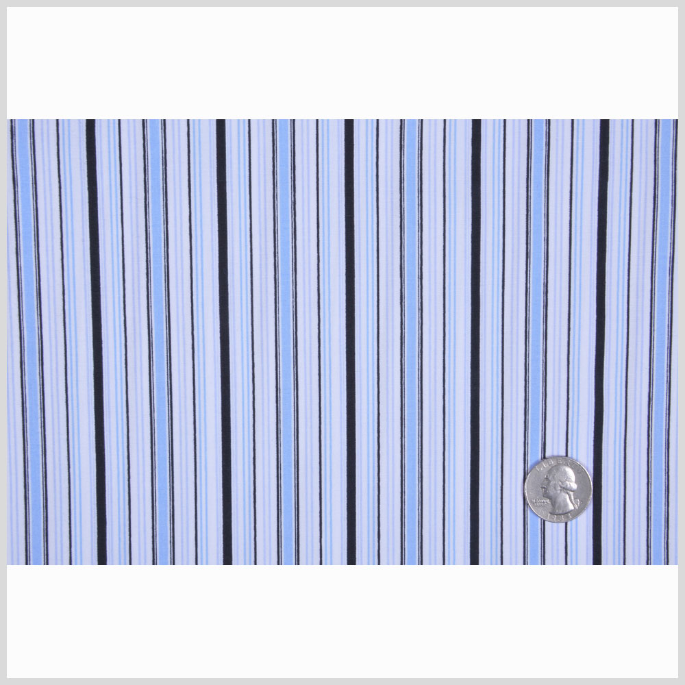 Blue Variegated-Stripe Stretch Cotton Full