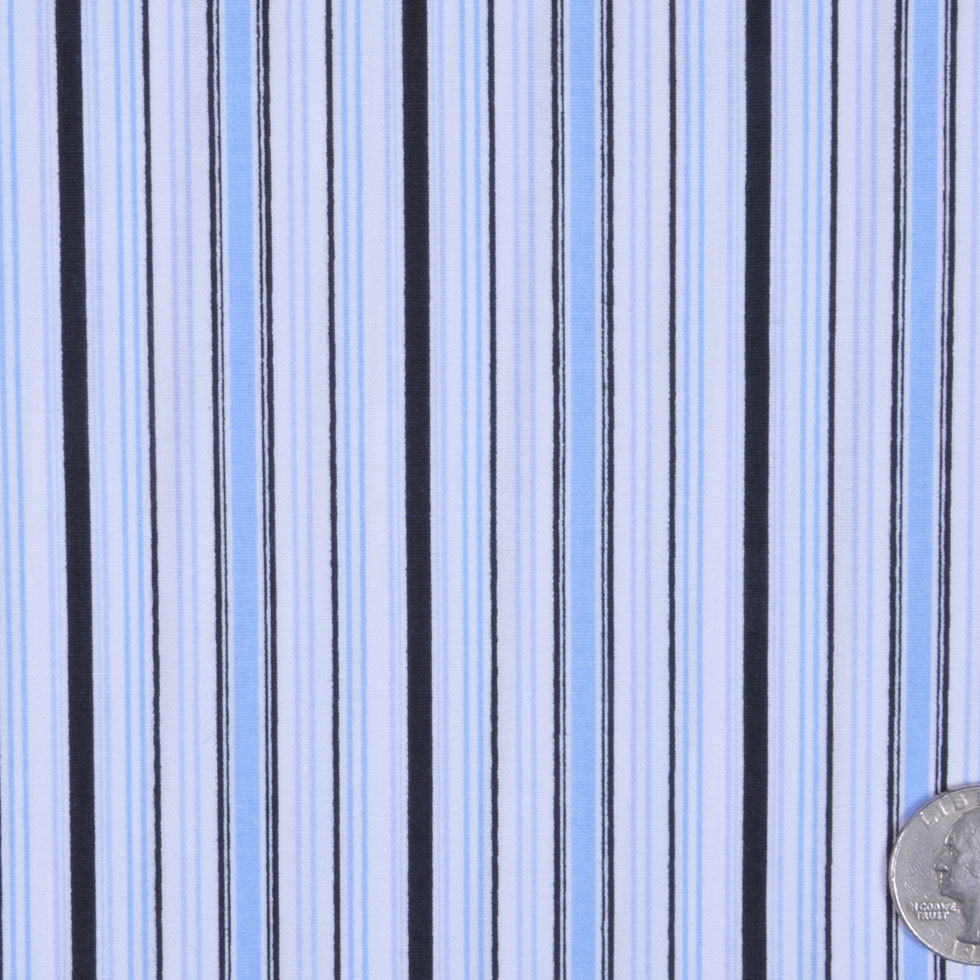 Blue Variegated-Stripe Stretch Cotton