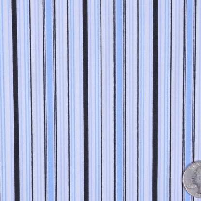 Blue Variegated-Stripe Stretch Cotton
