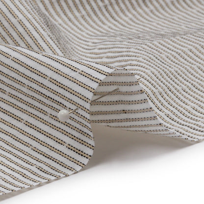 White and Tan Striped Cotton Woven Detail