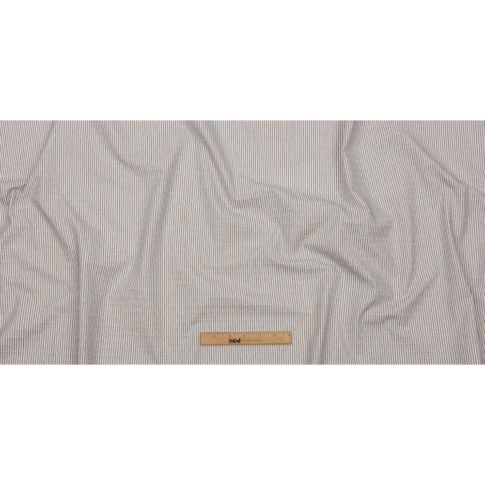 White and Tan Striped Cotton Woven Full