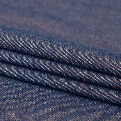 Blue Ribbon and Copper Metallic Iridescent Cotton Denim Folded