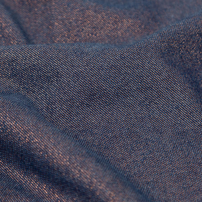 Blue Ribbon and Copper Metallic Iridescent Cotton Denim Detail