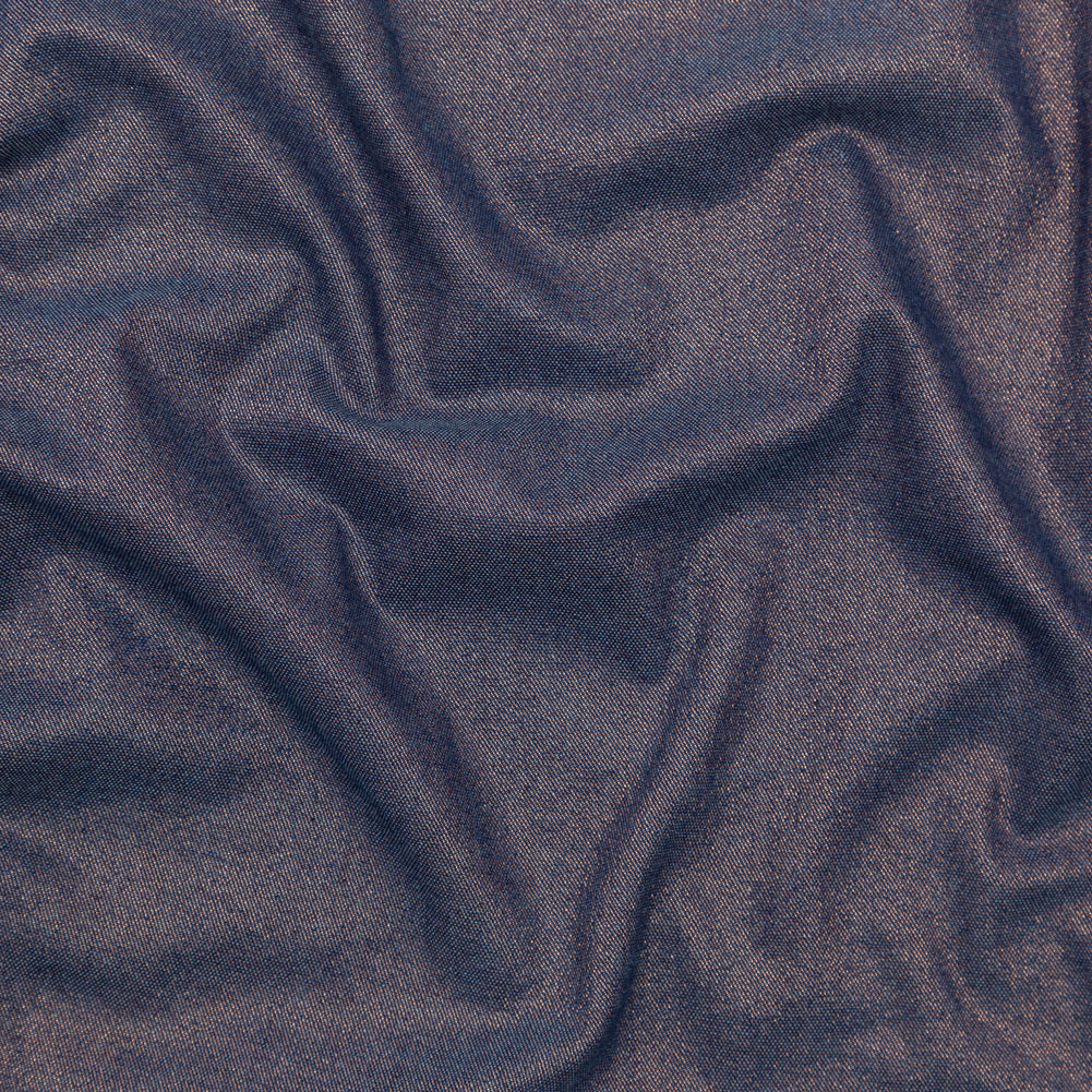 Blue Ribbon and Copper Metallic Iridescent Cotton Denim