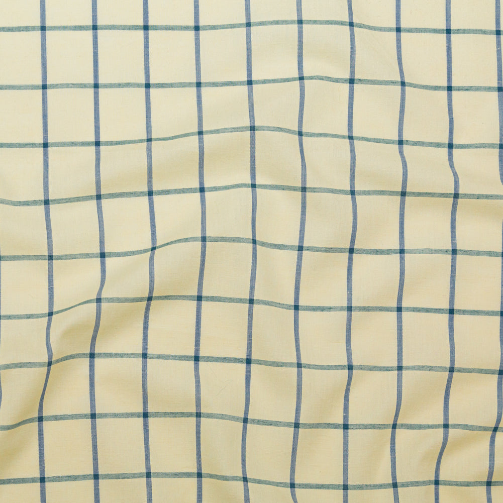 Japanese Pale Yellow Windowpane Check Cotton Lawn