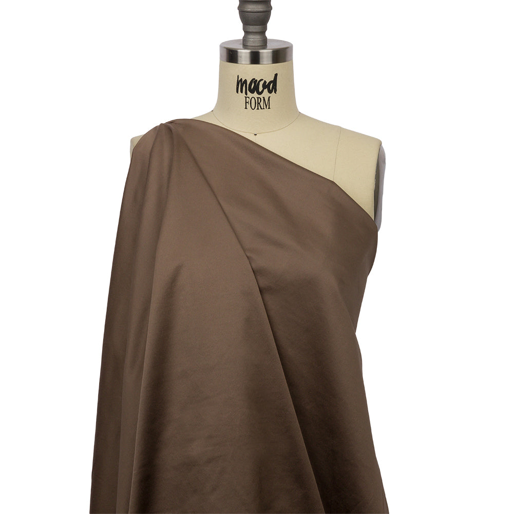 Taupe Double Faced Stretch Polyester Sateen and Twill Drape
