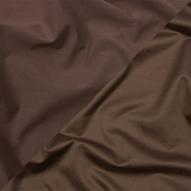 Taupe Double Faced Stretch Polyester Sateen and Twill